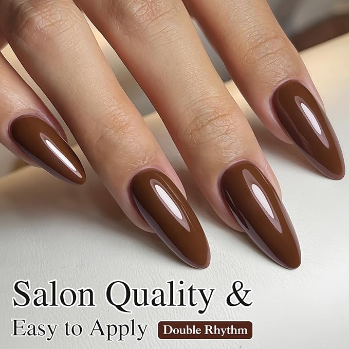 Double Rhythm 15ML Dark Brown Gel Polish Pure Sheer Same Color Same Bottle Soak Off Gel Polish Art Manicure Salon DIY at Home for Women (Deep Brown-A1446)