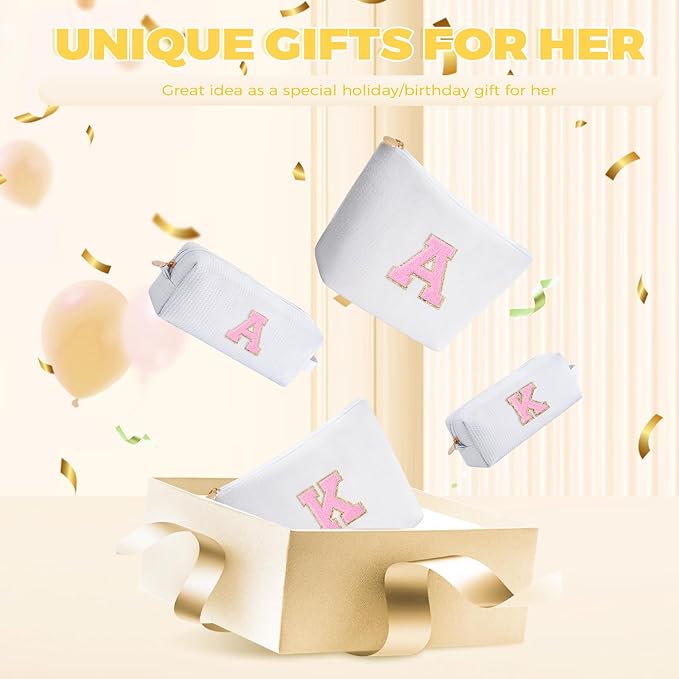 Personalized Anniversary Wife's Birthday Gifts,Mothers Day Gifts for Women,Wife Gifts from Husband,Cool Birthday Gifts for Wife,Makeup Bag Set Cosmetic Bag for Teen Girls - White,R