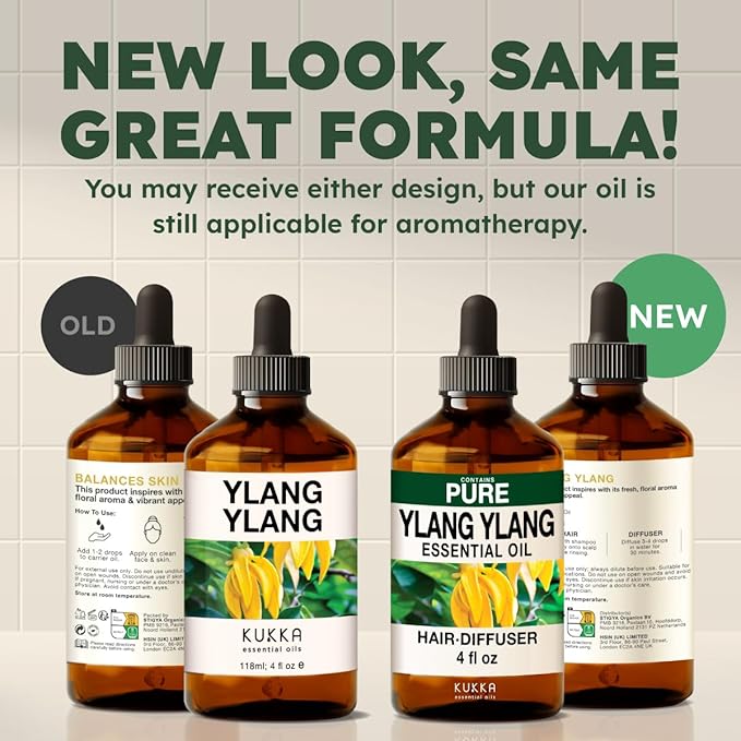 KUKKA Ylang-Ylang Essential Oils - 4 Fl Oz - for Hair, Skin, Diffuser, Aromatherapy & DIY Soap Making Scent