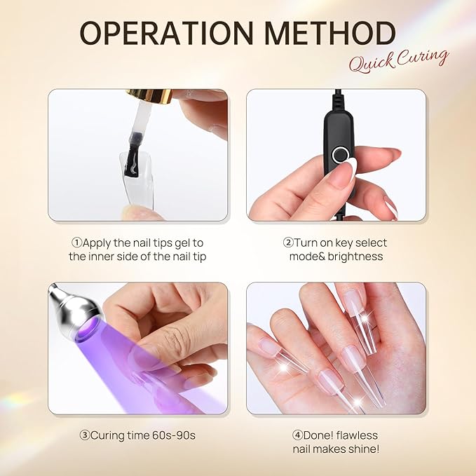 AORAEM U V Nail Lamp - Sliver 3W U V Light for Nails 35NM U V LED Nail Lamp with Gooseneck and Clamp for Gel Nails (AA-Silver)