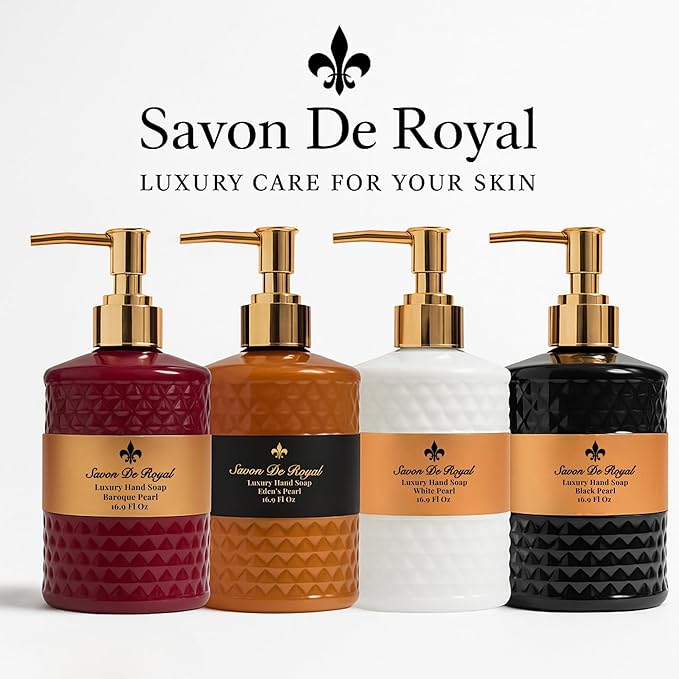 Luxury Liquid Hand Soap, Vanilla - Orange Scent, Moisturizing Vegan Kitchen & Bathroom Soap for Hand Wash, Gentle & Nourishing Formula, Refillable Bottle 16.9 Fl Oz, Black Pearl