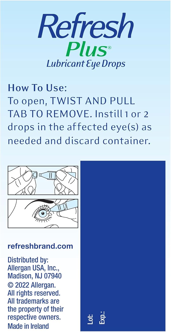 Refresh Plus Lubricant Eye Drops, Preservative Free, Single Use Containers, 30 Count