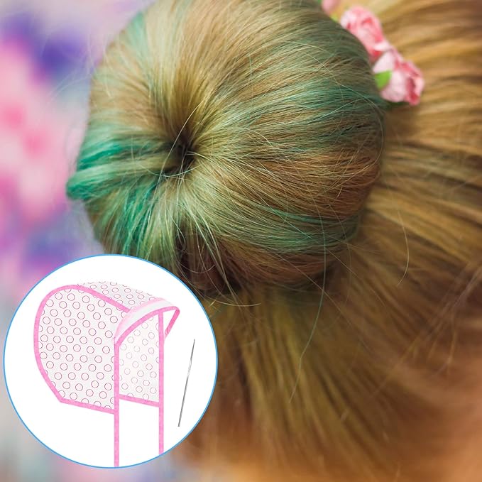 3 Sets Hair Coloring Kit, Includes 3 Pcs of PVC Hair Coloring Caps with 3 Pcs Styling Tools, 3 Pcs Disposable Hair Dye Shawl, 3 Pairs Gloves, 3 Pc Dye Brushes for Dyeing Hair (Pink)