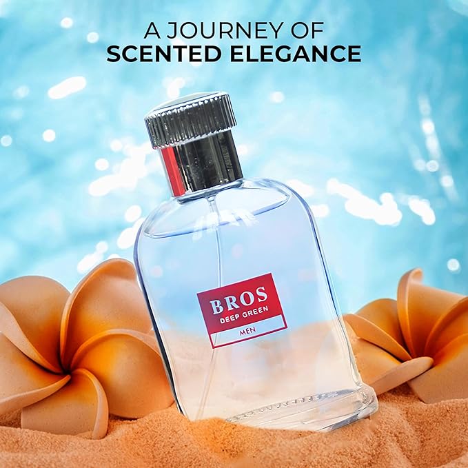 Bros Deep Green Sensual Woody Fragrance for Men | Long Lasting Cologne Aromatic Scent, Eau de Parfum Natural Spray - Great Holiday Gift, 3.4 Fl Oz/100 Ml
