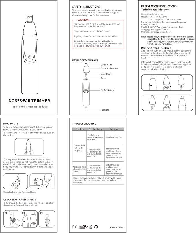 ZORAMI Rechargeable Ear and Nose Hair Trimmer - 2025 Professional Painless Eyebrow & Facial Hair Trimmer for Men Women, Powerful Motor and Dual-Edge Blades for Smoother Cutting Black