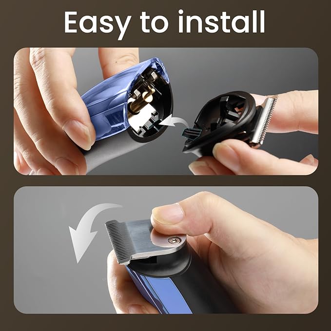 SHPAVVER Beard Trimmer for Men: Professional Barber Hair Clippers - 12-in-1 Cordless Grooming Kit - Waterproof Electric Razor with Turbo Speed & Precision Blades, Blue