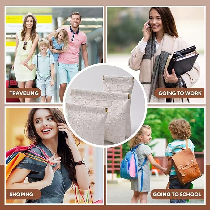 3PCS Small Makeup Bag for Purse,Waterproof Leather Portable Mini Makeup Bag,Snap Closure Organizer Pouch for Coin Cards Jewelry Lipstick Cosmetic Accessories,Small Travel Kit Storage Pouch