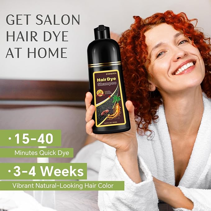 Dark Brown Hair Dye Shampoo 3 in 1, 100% Gray Reducing, Instant Hair Color for Gray Hair Coverage, Natural Shampoo Hair Dye for Women & Men, Easy To Use & Lasts 3-4 Weeks & All Hair Types, 16.9 fl.oz