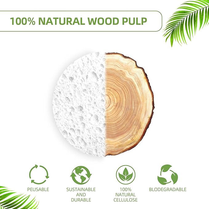 60-Count Compressed Facial Sponges|100% Natural Kickleen Cellulose Cosmetic Spa Sponges for Daily Facial Cleansing|Makeup and Mask Removal | Exfoliating | Skin Massage | Pore Exfoliation(White)