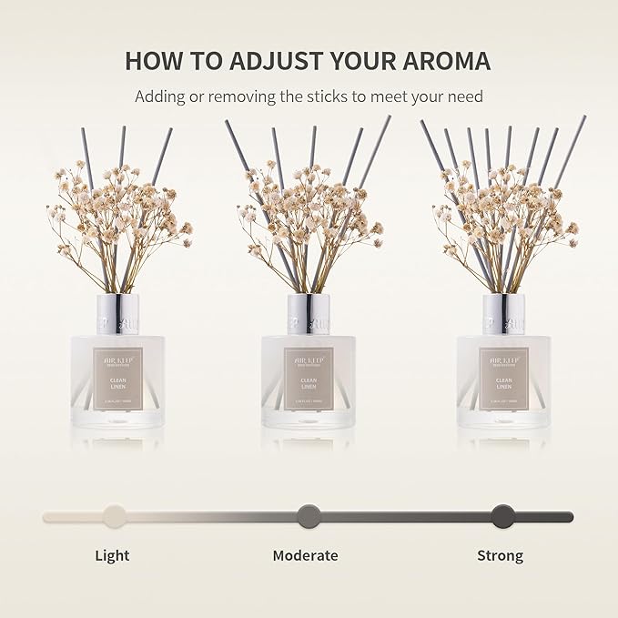 Airkeep Reed Diffuser Set,3.38 fl oz (100 ml) - Refreshing Air Oil Diffusers with 8 Reed Sticks, Home Fragrance Reed Diffuser for Bathroom Shelf Decor