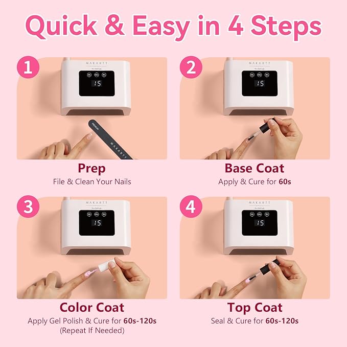 Makartt Mini UV Light for Gel Nails - Fast Curing UV LED Dual Light Nail Dryer Cure Lamp with 3 Timers & Auto Sensor for All Nail Art Design Salon Home DIY Use (Plug-in Model)