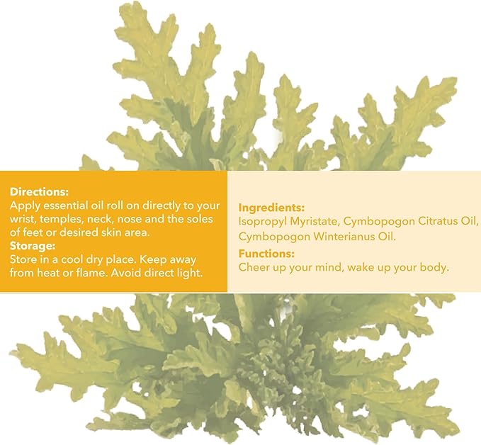 Mine Citronella Oil Roll On – 100% Natural Citronella Essential Oil for Skin, Roller for Outdoor Camping, Hiking, Picnics, Travel