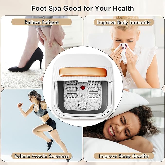 Collapsible Foot Spa with Heat and Massaging,Remote Control,Water Jet,Rollers Massage,Temperature Control, Red Light,Pedicure Kit Foot Spa Foot Bath