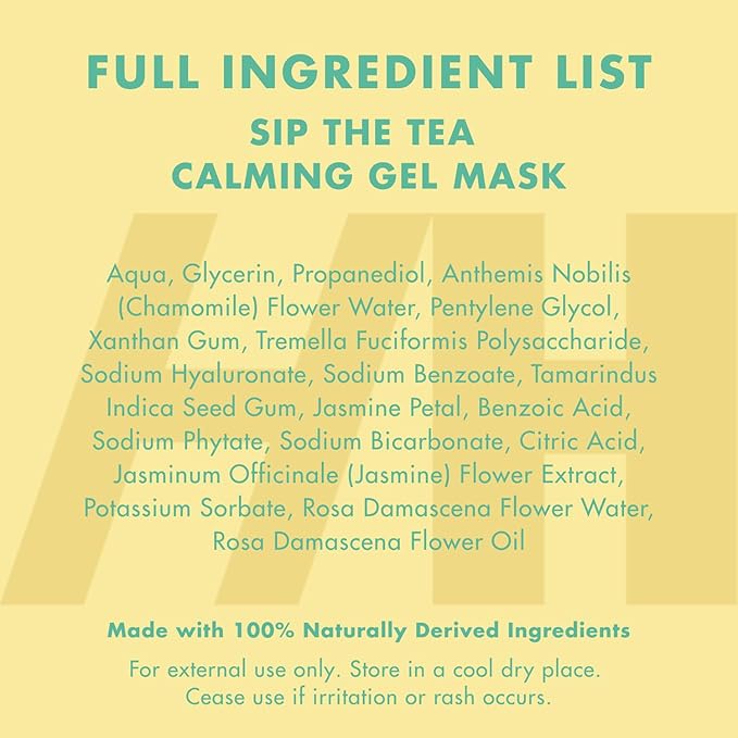 Handmade Heroes Sip The Tea Calming Gel Mask – Soothing Hydrating Facial with Chamomile, Jasmine & Hyaluronic Acid – Vegan Skincare for Dry, Sensitive Skin – Skin Plumping Rinse Off Formula 3.4 Fl oz