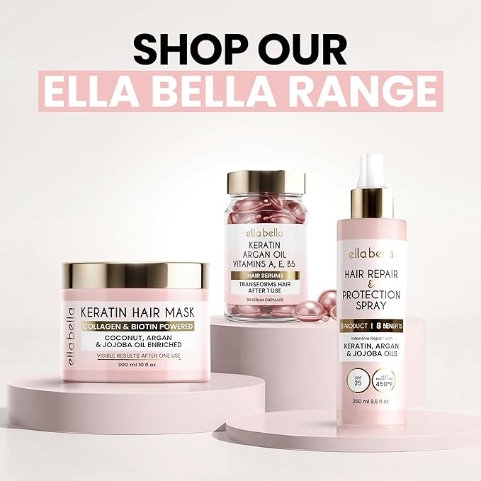 ELLA BELLA® Keratin Hair Mask – Deep Conditioning Hair Treatment & Hair Repair Mask for Dry, Damaged, Curly, and Color-Treated Hair – Hydrating Deep Conditioner for Softness, Shine & Growth