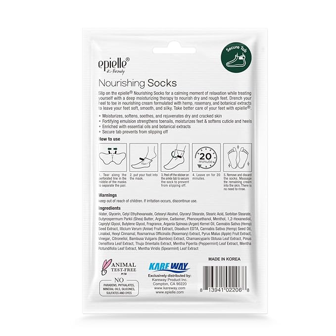 Epielle Nourishing Foot Mask 6 Pairs, Deep Moisturizing Socks for Dry, Cracked Feet, Self Care Gifts for Women, Spa Kit, Stocking Stuffers, Thanksgiving Essentials
