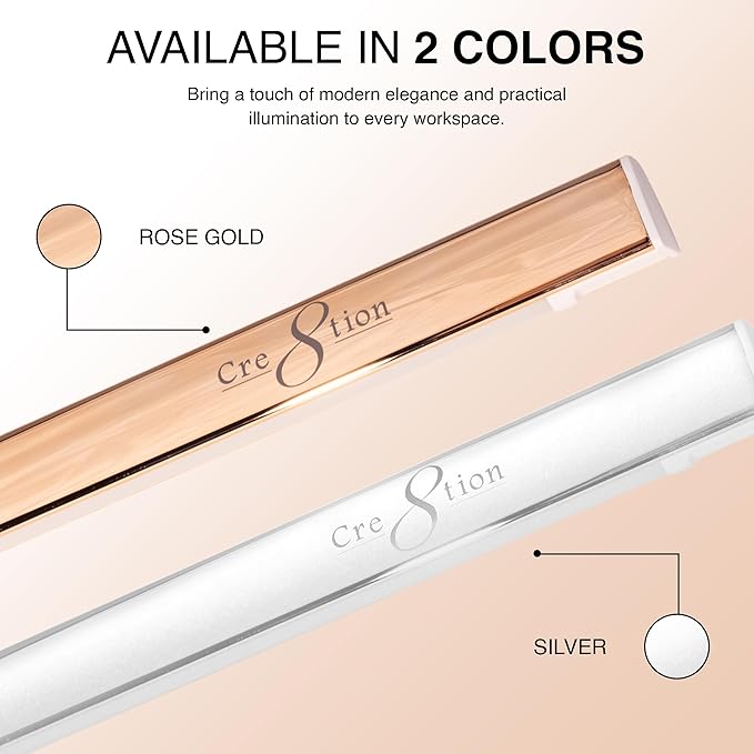 Cre8tion Ultra‑Slim LED Desk Lamp, Champagne Gold, 12 W Sleek Task Light for Nail Salons, Lash Techs, Home Offices (Champagne Gold)