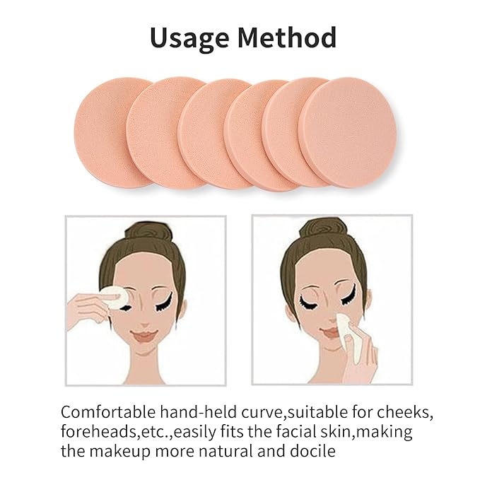 Round Sponge Puff Set,12 Pcs 2.2 Inch Facial Powder Puffs Foam Sponges For Liquid Foundation Makeup, Facial Cleansing