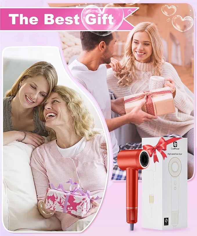 High-Speed Ionic Hair Dryer: 150000 RPM Brushless Motor 500 Millions Negative Ionic Care Blow Dryer for Fast Drying Low Noise Thermo-Control Hairdryer, Travel with Magnetic Diffuser & Nozzle