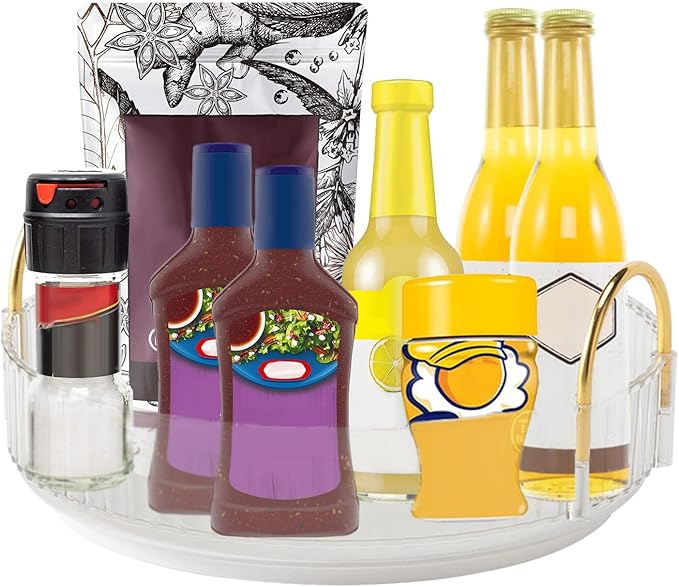 360° Rotating Makeup Organizer, Bathroom Make Up Spinning Holder Rack, Large Capacity Cosmetics Storage Vanity Shelf Countertop, Fits Cosmetics, Perfume, Skincare, Lipsticks(1 Tier, Clear)