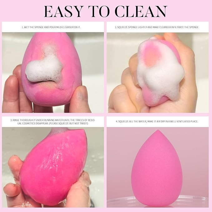 FANDAMEI 15 PCS Makeup Sponge Set, 5 PCS Makeup Sponges, Latex Free Soft Makeup Sponges For Foundation With Container, 10 PCS Triangle Powder Puff, Makeup Puff, For Powder, Cream and Liquid Cosmetic