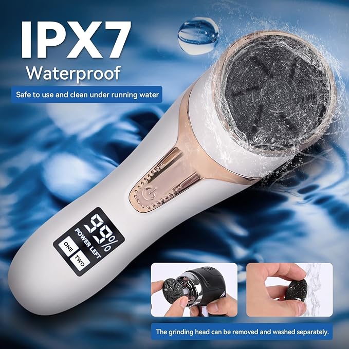 Electric Callus Remover for Feet with Vacuum, Premium Portable Pedicure Tools Rechargeable Waterproof 2 Speed Foot File Scrubber Callus Remover Tool Foot Care kit (White)