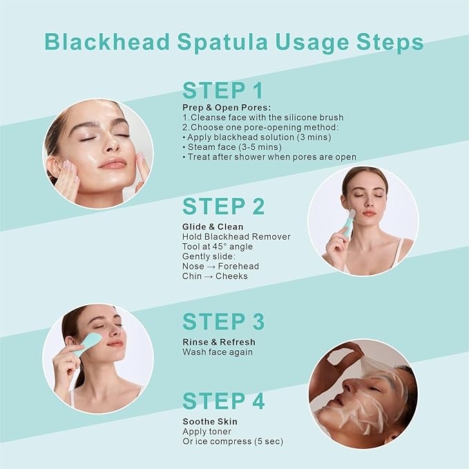 Blackhead Remover & Silicone Face Scrubber,Face Spatula,Facial Cleansing Brush, Pore Brush, Face Scrubber Exfoliator for Facial Deep Cleansing (Cyan)
