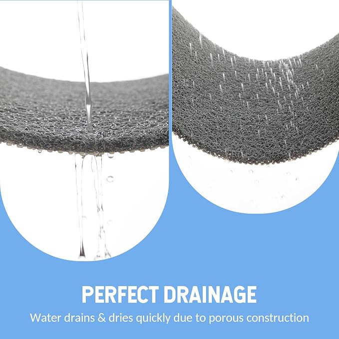 Non-Slip Bathtub Mat, 2 Pack Anti Slip Shower Mat, Fast Drying Bathtub Mats, Foot Scrubber Mat, Anti Slip Mat for Tub, Floor, Bathroom, Kitchen, Home, Hotel (Grey 24"×16"+24"×16")