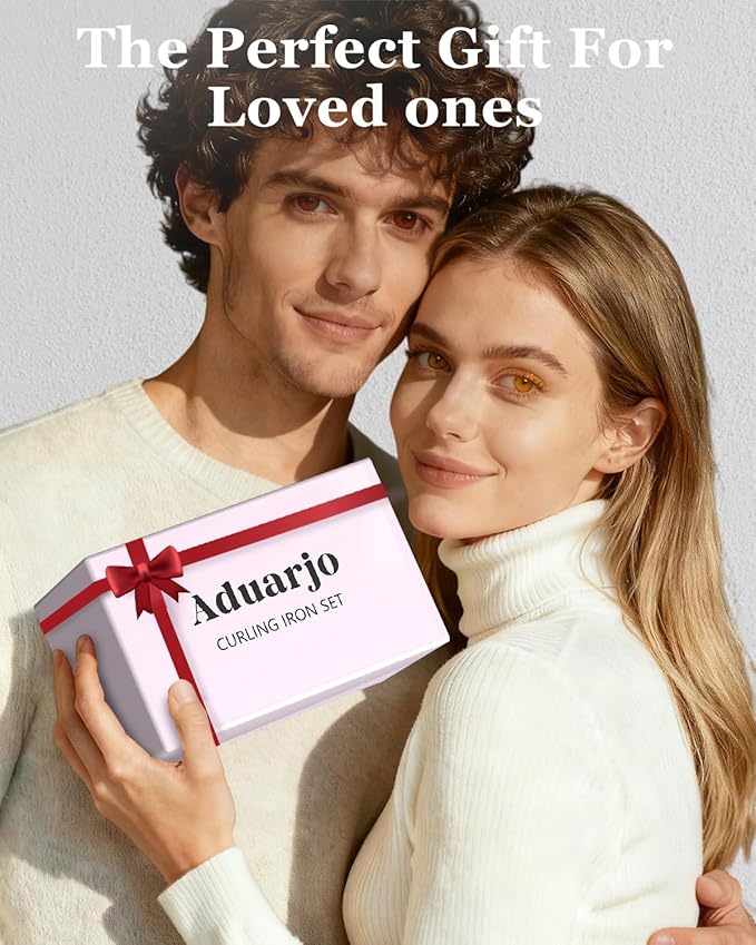 5 in 1 Curling Iron, Hair Curling Wand Set Thermal Brush 4 Interchangeable Ceramic Curling Wands (0.5'-1.8') Fast Heat Up Dual Voltage Christmas Birthday Hair Tool Gifts for Women Travel