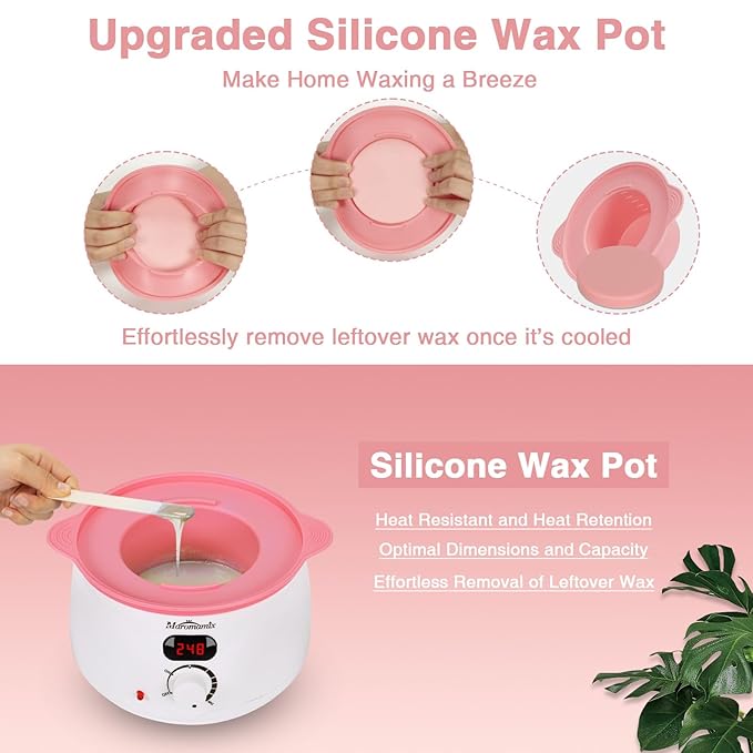 Waxing Kit -Digital Wax Warmer Machine for Hair Removal with 4 Packs of Hard Wax Beads & Silicone Pot for Full Body, Legs, Face, Eyebrows, Bikini, Brazilian at Home Waxing Kit for Women Men