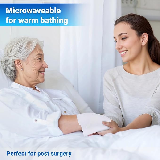 Ultra Gentle Body Wipes No Rinse, 60 Individually Wrapped Personal Hygiene Shower Wipes for Women and Men, Spa-Grade Comfort, Biodegradable, Great for Gym Travel Camping Post Surgery 8"x12" Unscented