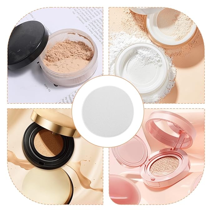5 PCS Flat Makeup Sponge for Foundation, White Cushion Foundation Puff Round Makeup Sponge, Round Beauty Blender Sponges Powder Puff for Professional Make Up