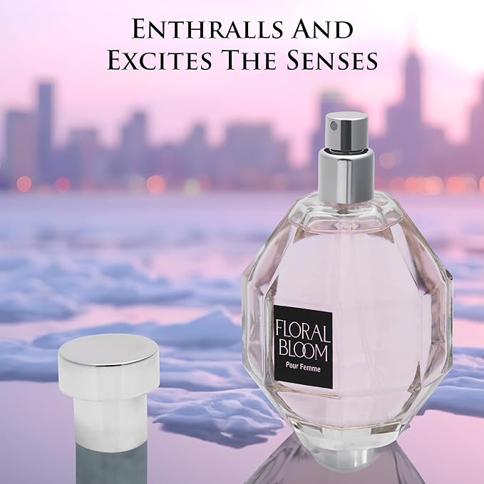 Floral Bloom for Women Eau De Parfum- Oriental Floral Fragrance - Top Notes of Bergamot, Osmanthus & Tea - Mid Tone of Orchid & Jasmine - Base of Patchouli, Musk & Vanilla - Elegant 100ml Bottle