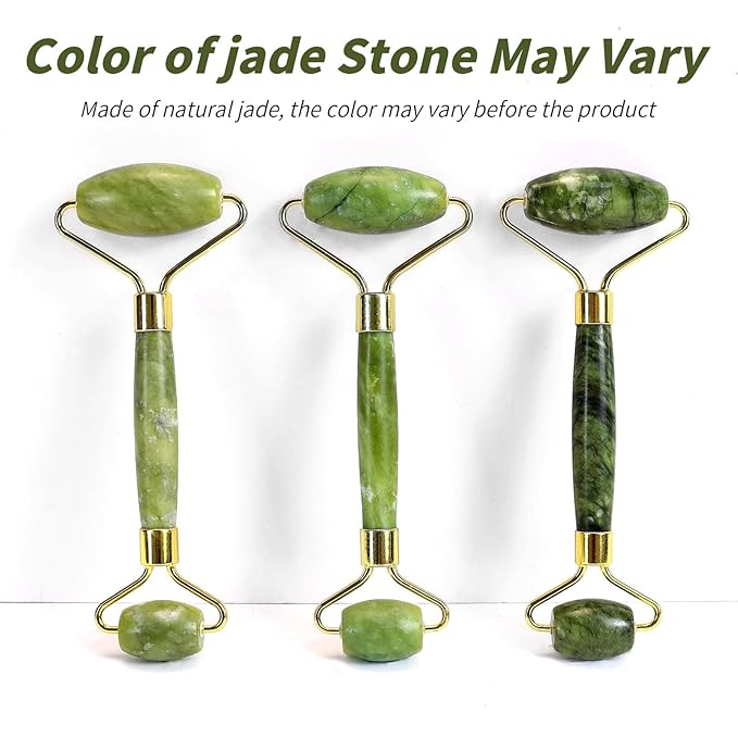 huefull Genuine Jade Roller & Gua Sha Set for Face, Cooling & Firming Effect, Sculpting Tool for Jawline & Skin Care, Self-Care Gift for Women & Men