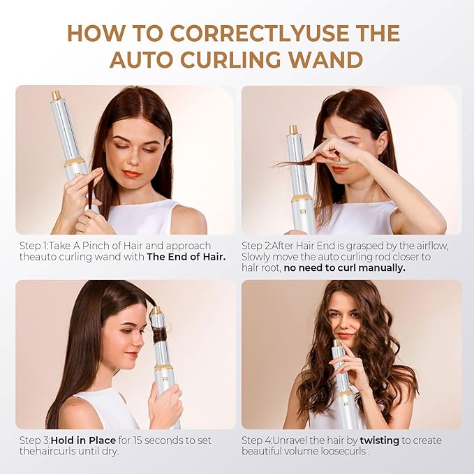 Blow Dryer Brush 5 in 1, Negative Ion Hair Dryer Brush Set Upgrade Hot Air Brush Air Styler Curling Wrap Air Curler, Curling Iron Hair Styling Tools As A Gift for Straight/Curl/Drying/Smoothing