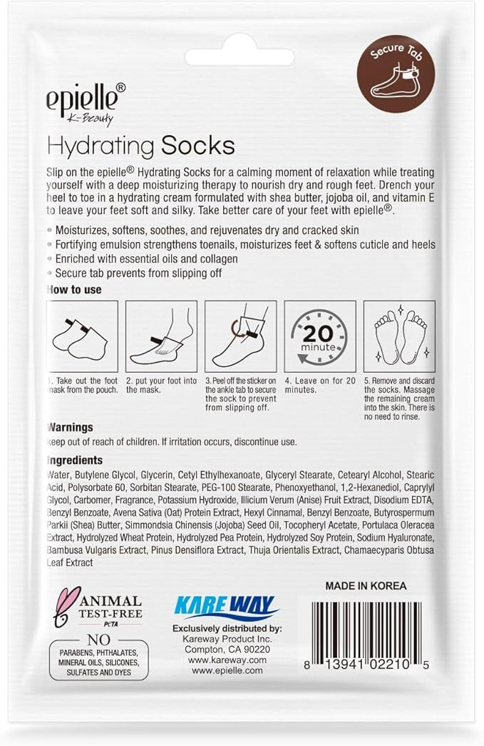 Epielle Hydrating Hand & Foot Masks for Dry, Overworked Skin, Self Care Gifts for Women, Spa Kit, Stocking Stuffers, Thanksgiving Essentials, 6 Moisturizing Gloves & 6 Moisturizing Socks