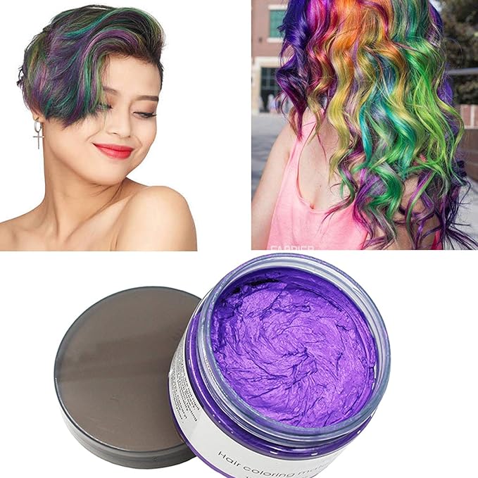 Purple Hair Color WAX 4.23 oz, Instant Hair Dye Wax, Natural Temporary Hair Color for Men and Women, Party, Daily Use, Cosplay