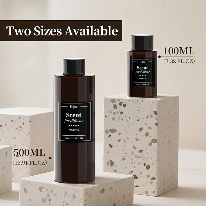 White Tea Waterless Diffuser Oil,Hotel Inspired Luxury Scent,Long Lasting Fragrance Oils for Ultrasonic & Reed Diffusers,Plastic Bottle,100ml(3.4fl oz)