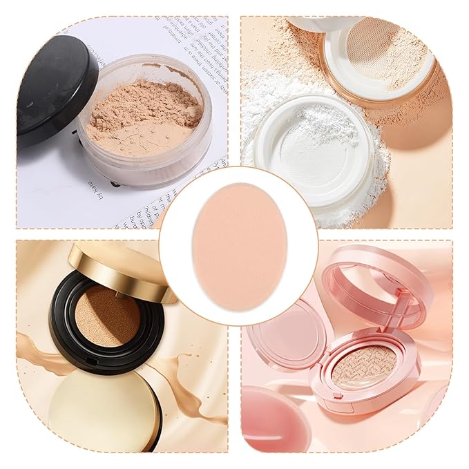 5 PCS Flat Makeup Sponge, Beige Smooth Makeup Sponges for Foundation, Oval Cushion Powder Puff Blender Make Up Sponges for Professional Makeup