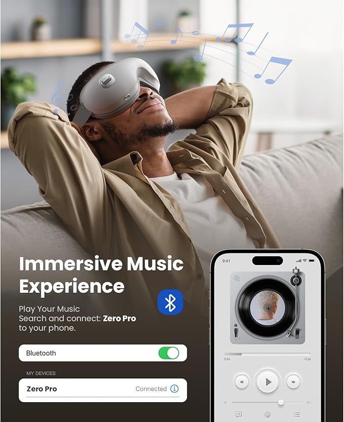 BOB AND BRAD Zero Pro Ultra-Quiet Eye Massager with Heat and Cooling, Lightweight Eye Massager with Scroll Button for Migraine Dry Eyes Relief, Relax, FSA Eligible HSA Christmas Gifts for Women Men