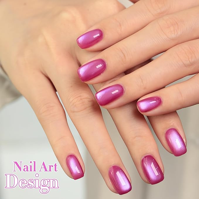 Double Rhythm Cat Eye Gel Nail Polish Set of 6 Same Color Same Bottle 0.5 Oz Shimmer Glitter with Magnet Holographic Reflective Magnetic UV Polish Kit at Home (Glass Purple Lavender -T6-47)