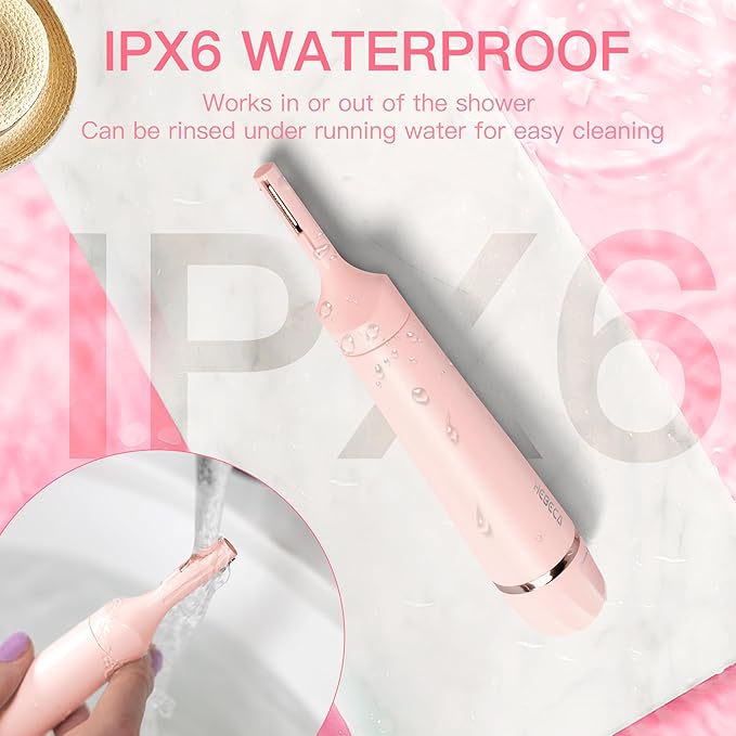 Nose Hair Trimmer for Women, 3in1 Electric Eyebrow Trimmer Waterproof Facial Hair Removal Rechargeable Hair Shaver Razor for Nose Ear Eyebrow Peach-Fuzz Lips Chin FT3001 Pink (Pink)