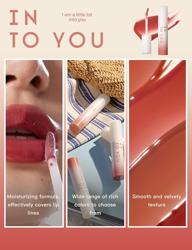 INTO YOU Lip Stain Long Lasting, Lip Gloss, Lip Tint, Lip Plumper Gloss, Glitter Lip Gloss, Liquid Lipstick, Vivid Color, Smudge-Proof, Lightweight, Naturally Moisturizing, Lip Oil For Dry Lips (CC04)