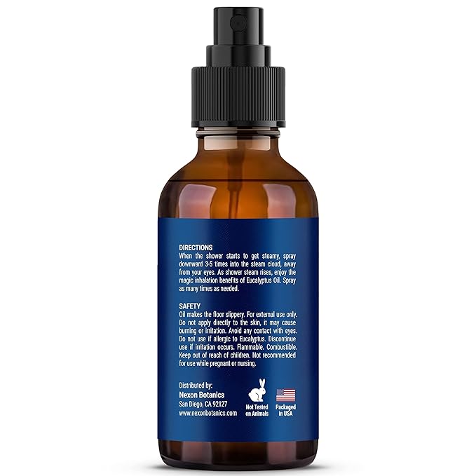 Eucalyptus Shower Steamer Spray 2 fl oz – Aromatherapy Shower Mist with Essential Oils – Eucalyptus Steam Spray for Sauna, Spa, Bathroom & Room – Nexon Botanics