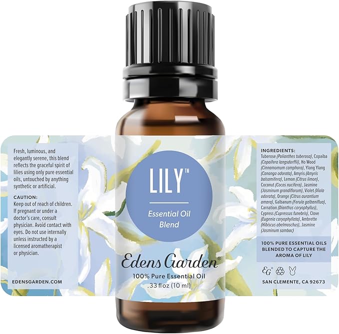 Edens Garden Lily Essential Oil Blend – 100% Pure Premium Grade, Toxin-Free Floral Oil, No Synthetics, Undiluted & Clean for Skin, DIY Soap Making, Perfume, Home & Car Diffusers 10 ml (.33 fl oz)