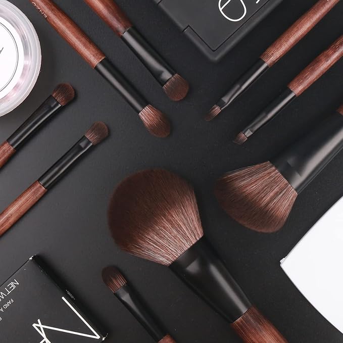 Bamboo Makeup Brushes Set Professional, Sable Makeup Brush Set with Case by Luxury ENZO KEN, Cosmetic Brushes Makeup Set, Make up Brushes Set Professional, Natural Hair Makeup Brush Set Professional.
