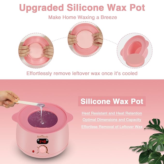 Waxing Kit -Digital Wax Warmer Machine for Hair Removal with 4 Packs of Hard Wax Beads & Silicone Pot for Full Body, Legs, Face, Eyebrows, Bikini, Brazilian at Home Waxing Kit for Women Men