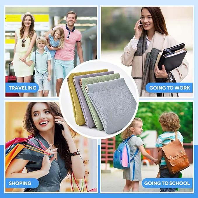 4PCS Small Makeup Bag for Purse,Waterproof Leather Portable Mini Makeup Bag,Snap Closure Organizer Pouch for Coin Cards Jewelry Lipstick Cosmetic Accessories,Small Travel Kit Storage Pouch