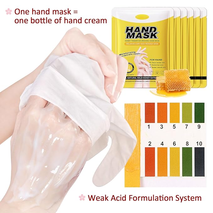 Hand Masks Moisturizing Gloves,6 Pairs Hydrating Hand Peel Masks Gift Set for Dry Cracked Hands Care,Long-lasting and Non-greasy Hand Moisturizer Gloves for Women L