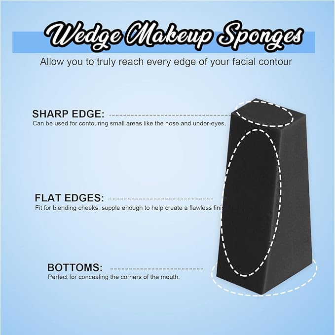 Teenitor 48 Pieces Cosmetic Makeup Sponges Wedges Beauty Blender Sponges, Small Triangle Makeup Sponge Wedges, Non-Latex Cosmetic Puff, Wedge Beauty Sponge Disposable Makeup Applicator